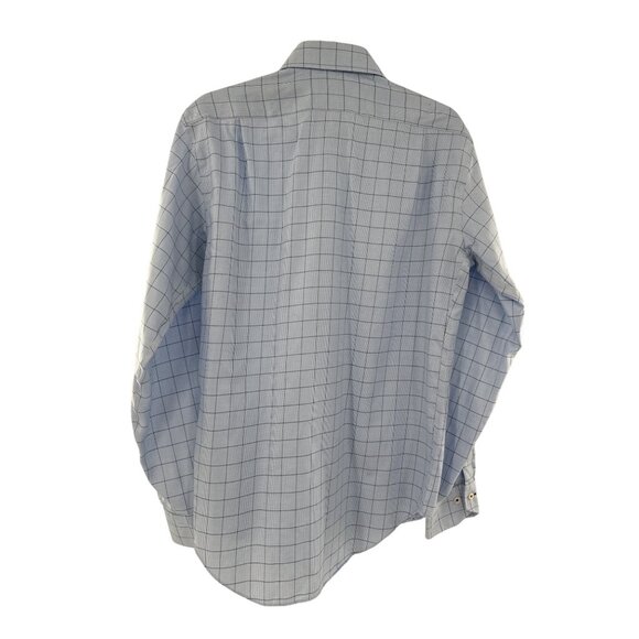 Lorenzo Uomo Mens Regular Fit Blue Checkered Dress Shirt 15 1/2 34-35 - Picture 2 of 8